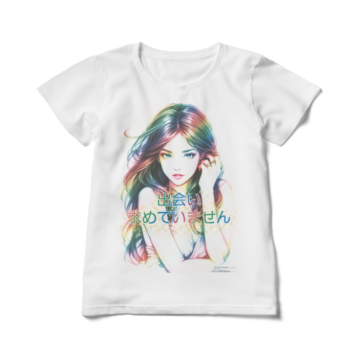 (両面プリント)男よけナンパ除けTシャツ「出会い求めていません」Dream Woman / Elegant Woman レディースTシャツ - L(製品への表記はWL) - 白