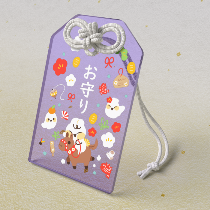 菫色 アクリルお守り - 50 × 80mm