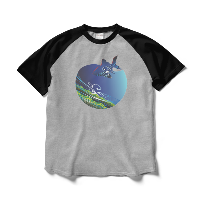 ラグランTシャツ - L - 杢グレー×ブラック