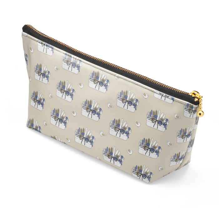 ポーチB　ベージュ×ファスナー黒