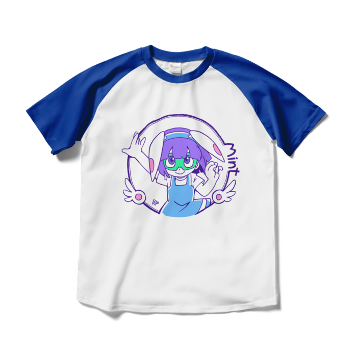 ラグランTシャツ - M - ホワイト×ロイヤルブルー