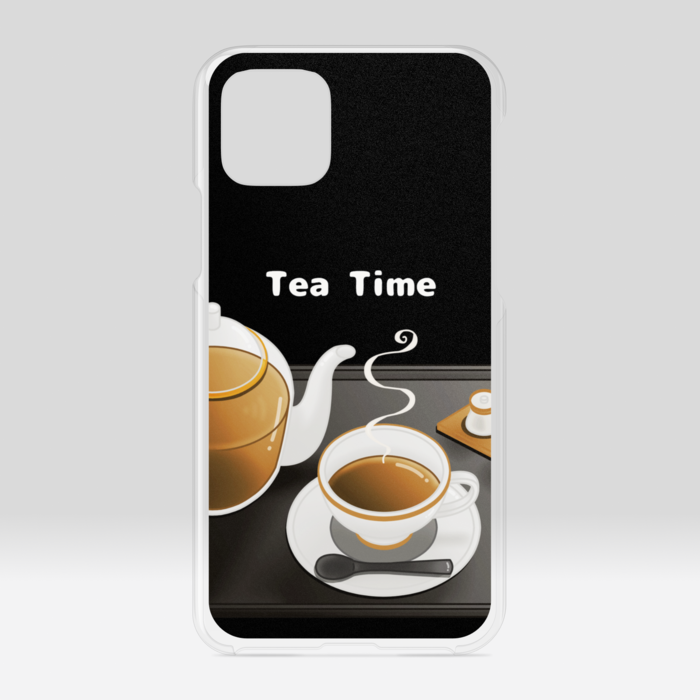 クリアiPhoneケース　紅茶×黒背景　iPhone 11Pro