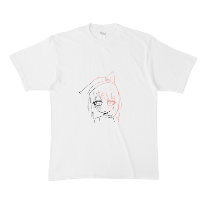 Tシャツ - XL - 白地 黒ピンク線