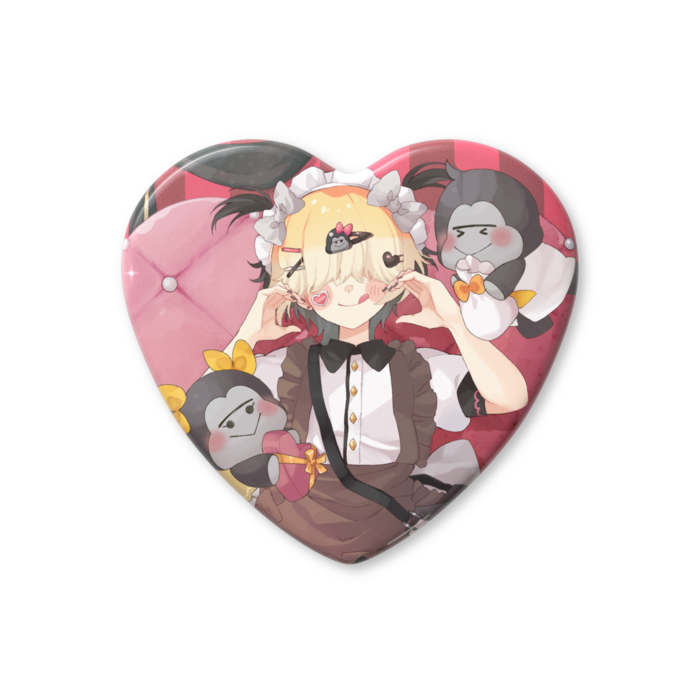 ハート缶バッジ - 57 × 52.5mm