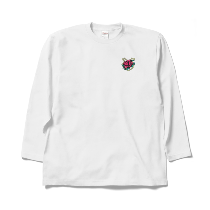 薔薇ワンポイントロングスリーブTシャツ - XL - ホワイト