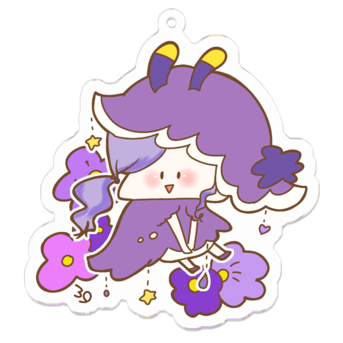 紫色アクリルキーホルダー - 70 x 70 (mm)