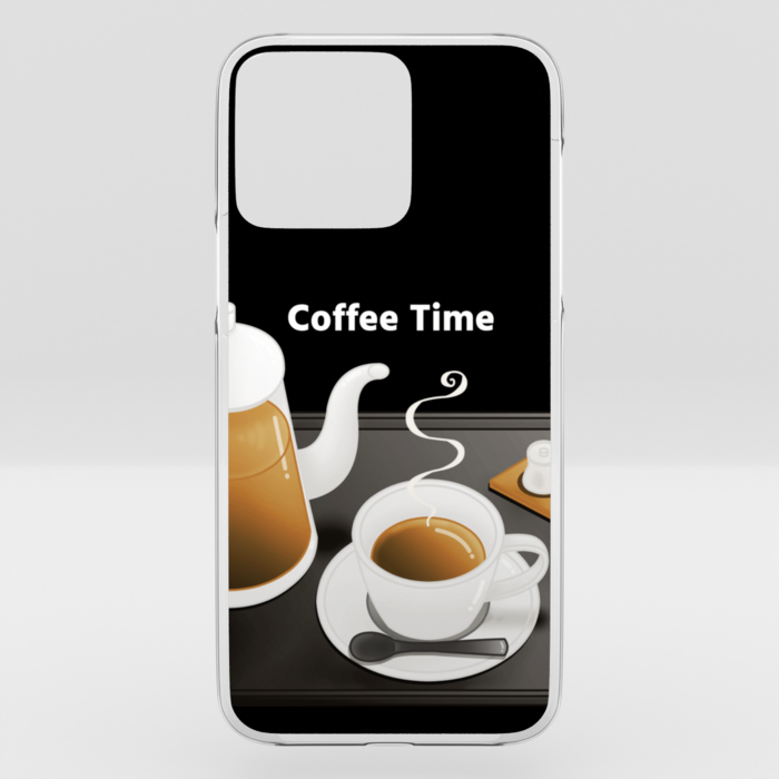 クリアiPhoneケース　珈琲×黒背景　iPhone 16ProMax
