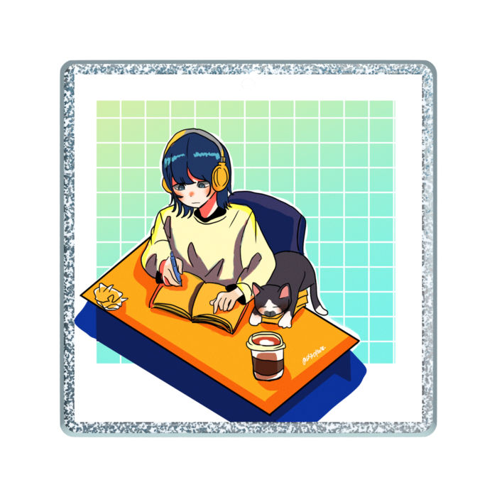 ラメアクリルキーホルダー - 50 × 50mm