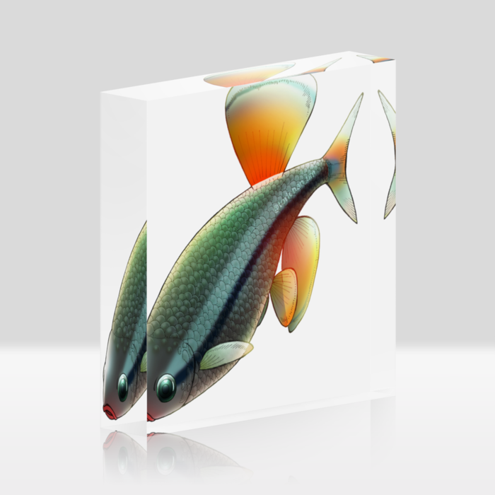 アカヒレ ー ホワイト/ 100x100mm