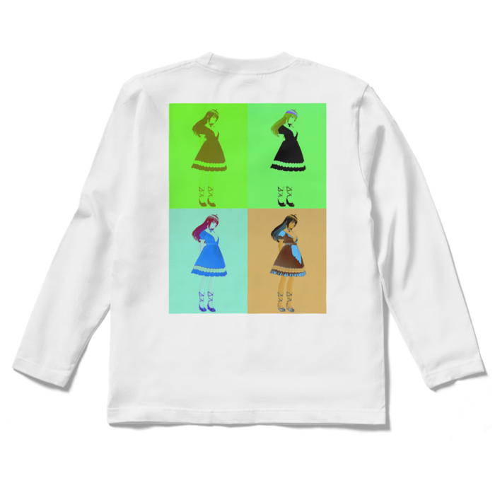 白ロングスリーブTシャツ - S - (緑模様)