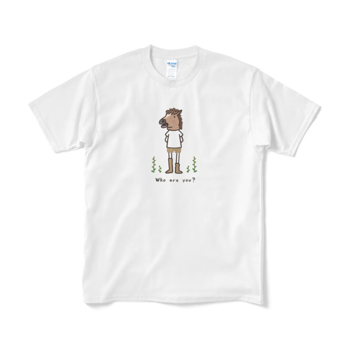【Who Are You】馬 （文字あり）Tシャツ - M - ホワイト