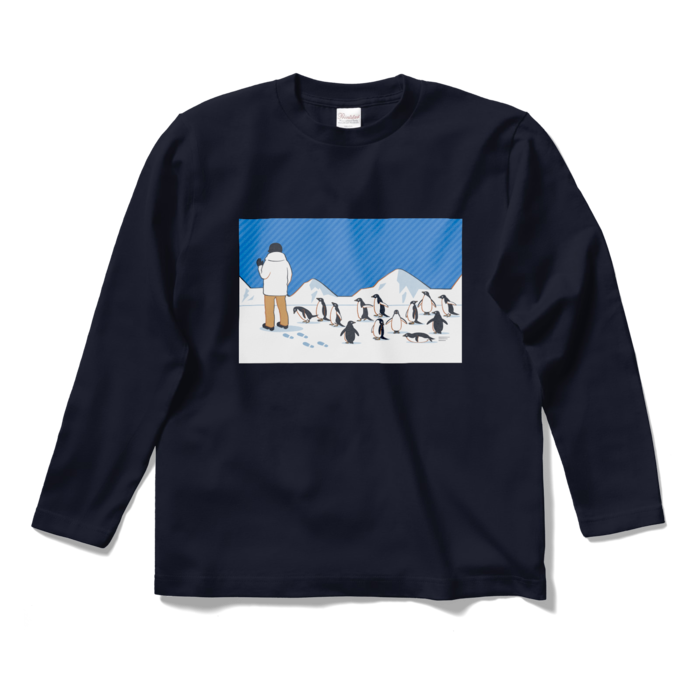 ロングスリーブTシャツ　青色×紺色　S