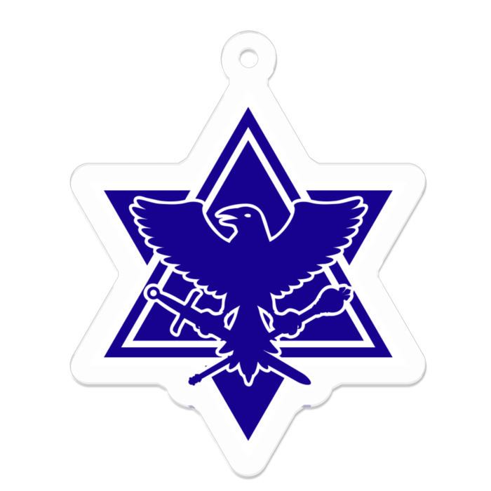 青に白フチ　アクリルキーホルダー - 50 x 50 (mm)