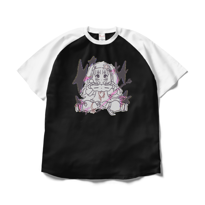 ラグランTシャツ - XL - ブラック×ホワイト
