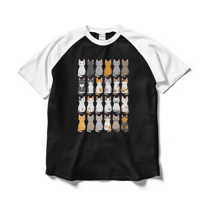 ラグランTシャツ - L - ブラック×ホワイト