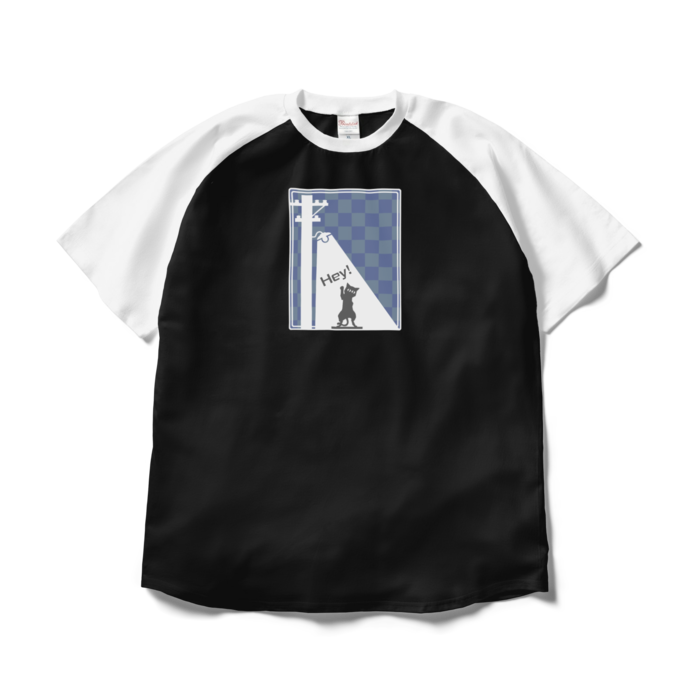 ラグランTシャツ - XL - ブラック×ホワイト