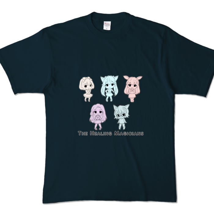 カラーTシャツ - XL - ネイビー/モノトーン柄