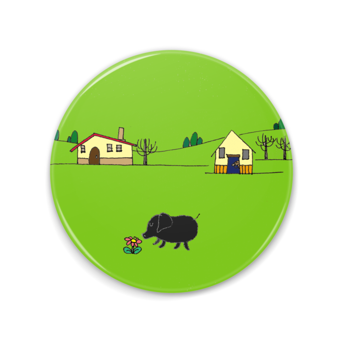 黒こぶた・缶ミラー - 75mm