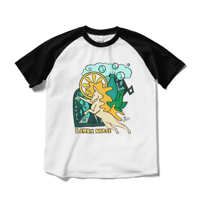 ラグランTシャツ - M - ホワイト×ブラック