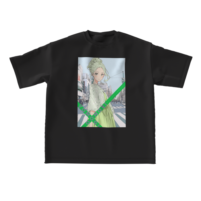 ビッグシルエットTシャツ - L - 正面よもぎ