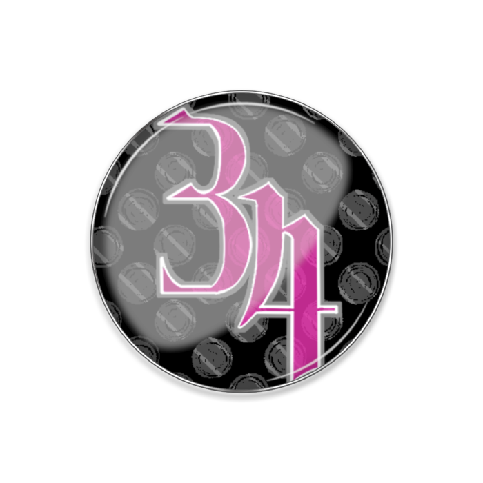 ピンバッジ - 丸形25mm黒ピンク