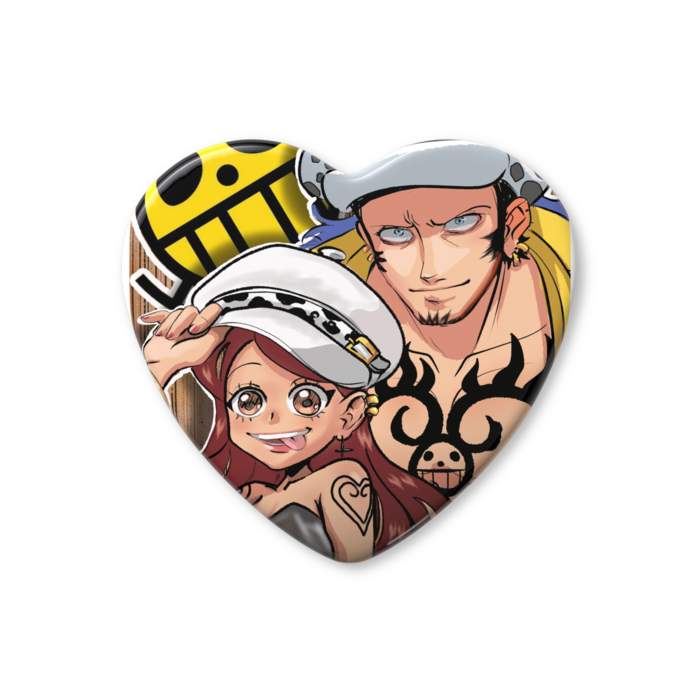 ハート缶バッジ - 52.5 × 57mm