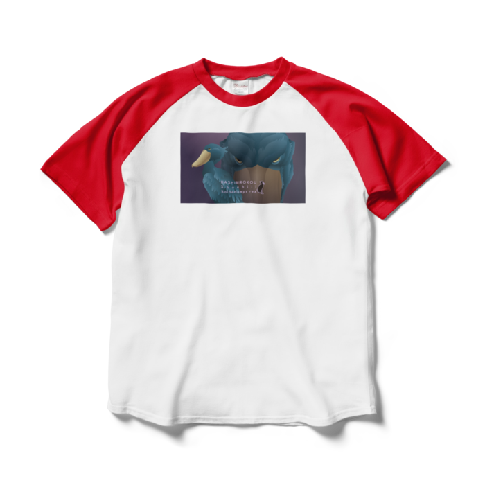 ラグランTシャツ - L - ホワイト×レッド