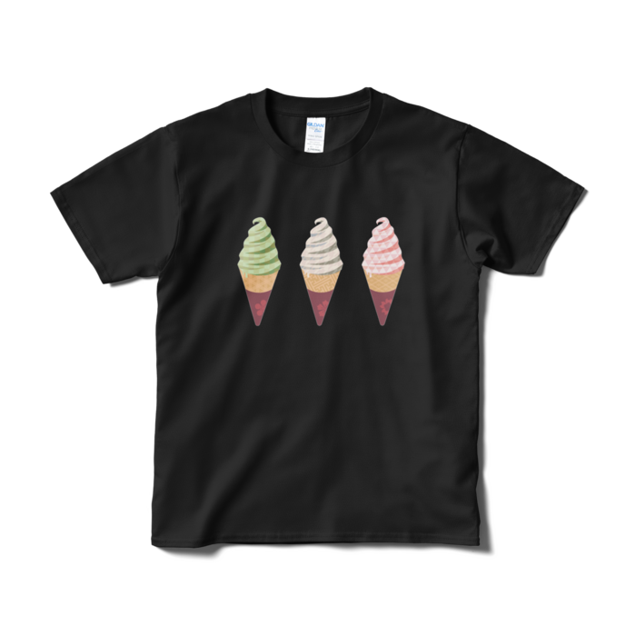 和柄ソフトTシャツ(短納期) - S - ブラック