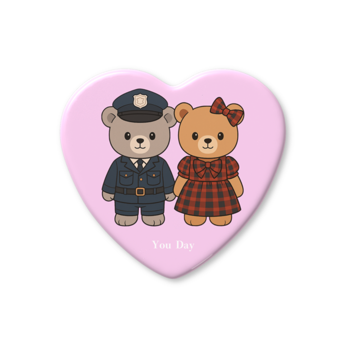 ハート缶バッジ - 57 × 52.5mm