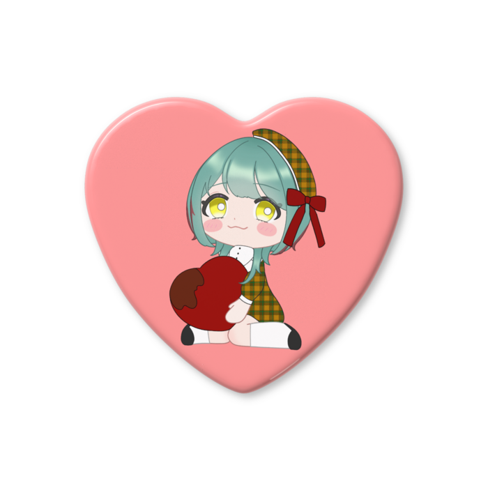 ハート缶バッジ - 52.5 × 57mm