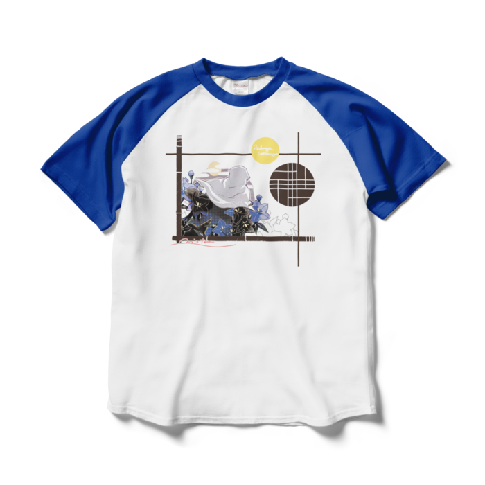 ラグランTシャツ - L - ホワイト×ロイヤルブルー