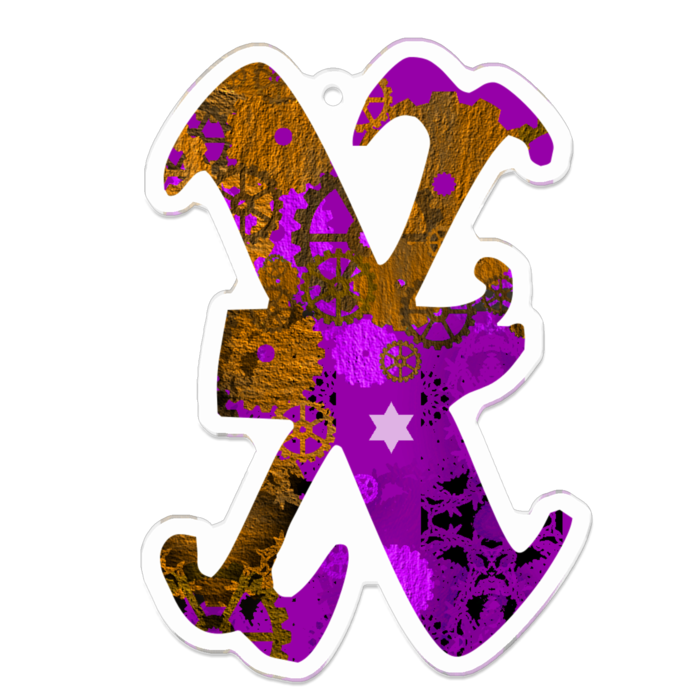 紫X　アクリルキーホルダー - 70 x 70 (mm)