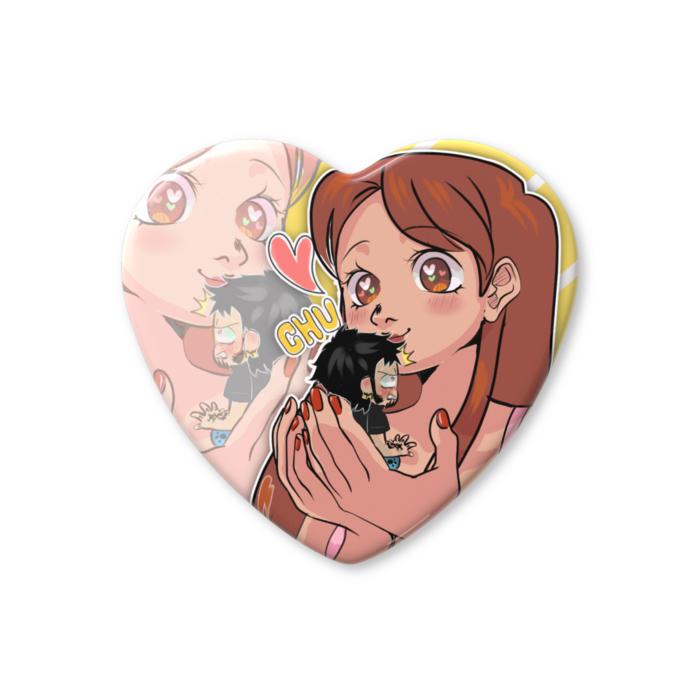 ハート缶バッジ - 52.5 × 57mm