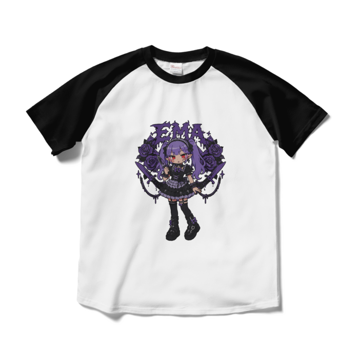 ラグランTシャツ - M - ホワイト×ブラック