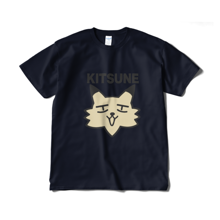 【XL - ネイビー】クソダサKITSUNE Tシャツ