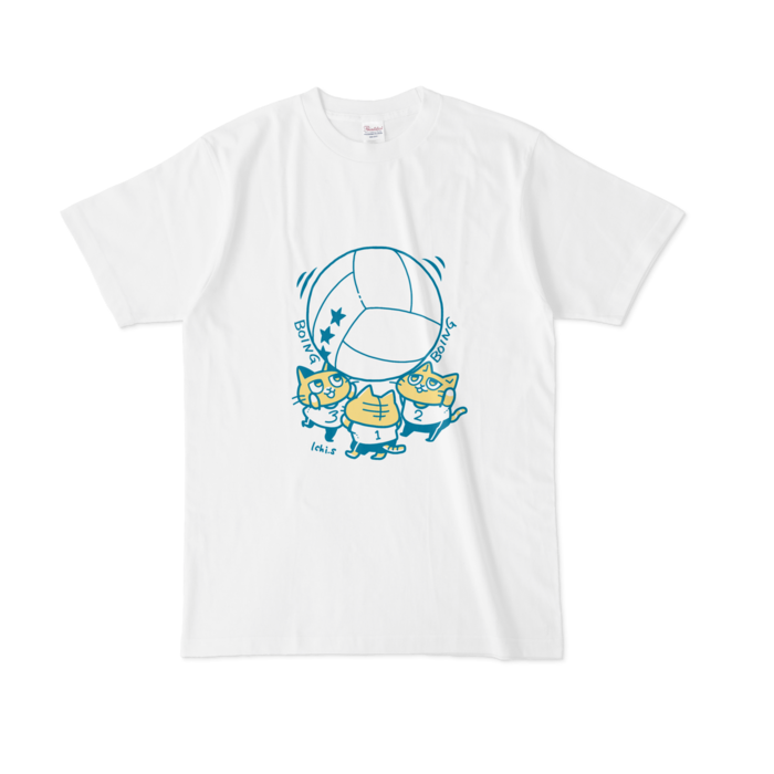 キンボールで遊ぶ猫tシャツ カラーイラストver こまめぶっくす Booth