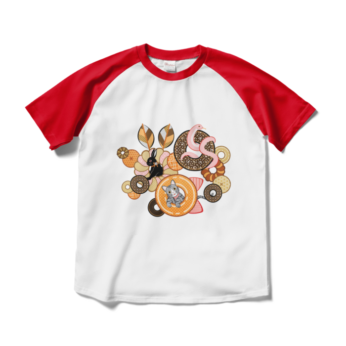 ラグランTシャツ - M - ホワイト×レッド