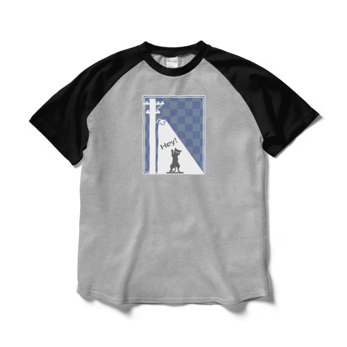 ラグランTシャツ - L - 杢グレー×ブラック