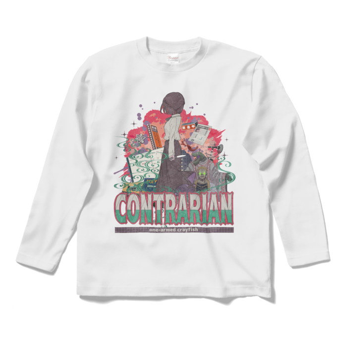 逆張りデザインロングTシャツ - S - ホワイト