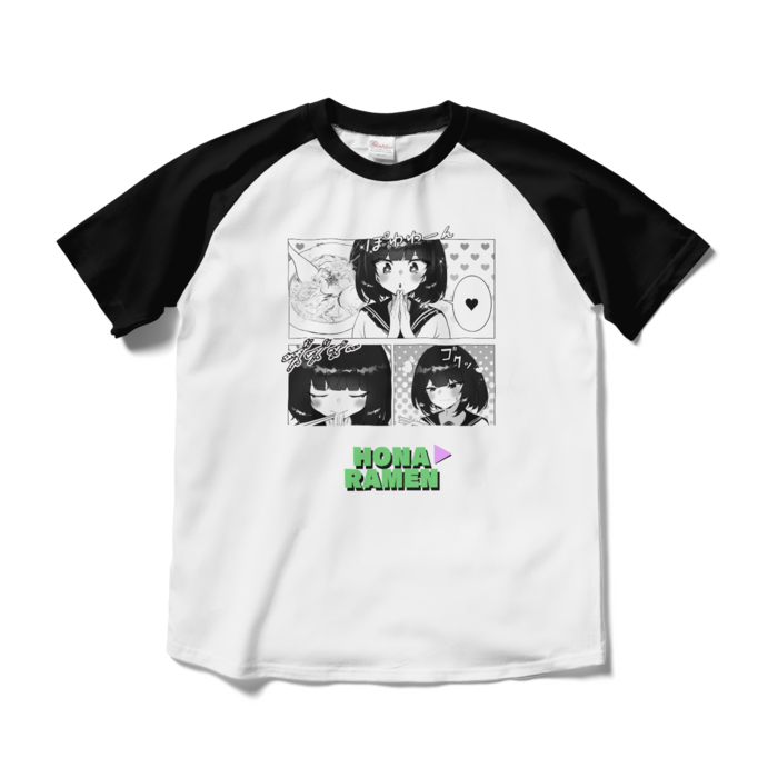 ラグランTシャツ - M - ホワイト×ブラック