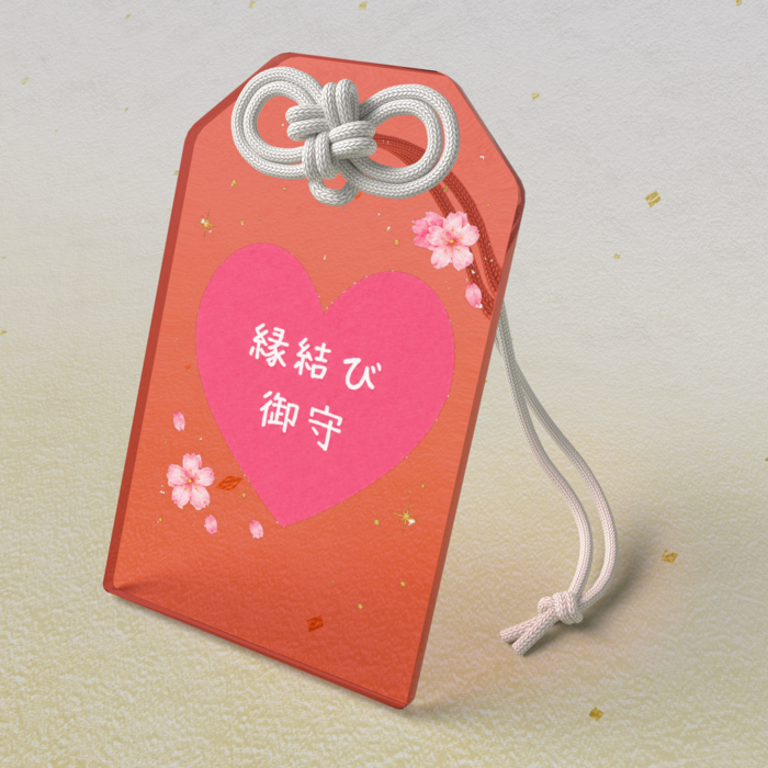 レッドアクリルお守り - 50 × 80mm