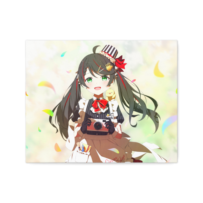 横・デザインA（花吹雪とカメラとモコ）／キャンバス - F3