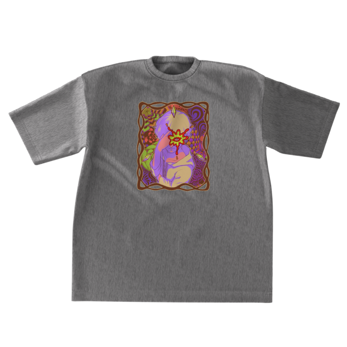 ビッグシルエットTシャツ - XL - 正面 - ミックスグレー
