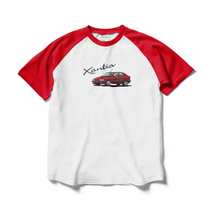 ラグランTシャツ - L - ホワイト×レッド