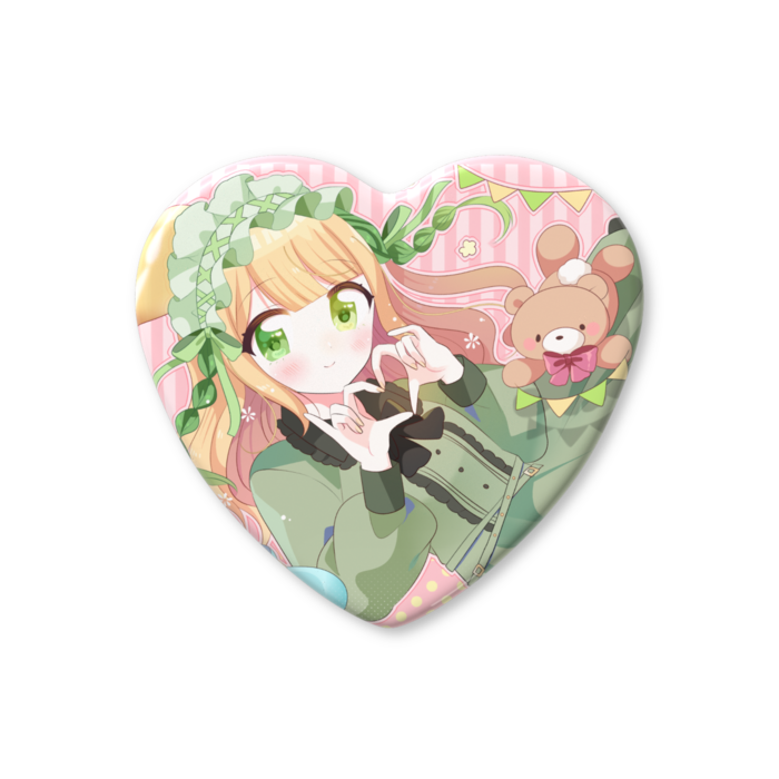 ハート缶バッジ - 57 × 52.5mm