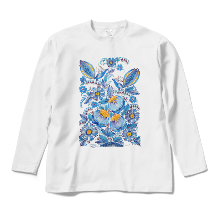 ロングスリーブTシャツ (ブルー)  - M - ホワイト