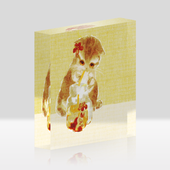 アクリルブロッククリア黄 - 100x100mm