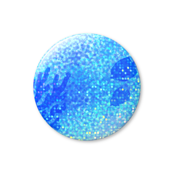 ホログラム缶バッジ「サンゴと魚」 - 32mm