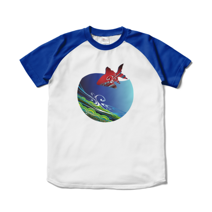 ラグランTシャツ - S - ホワイト×ロイヤルブルー
