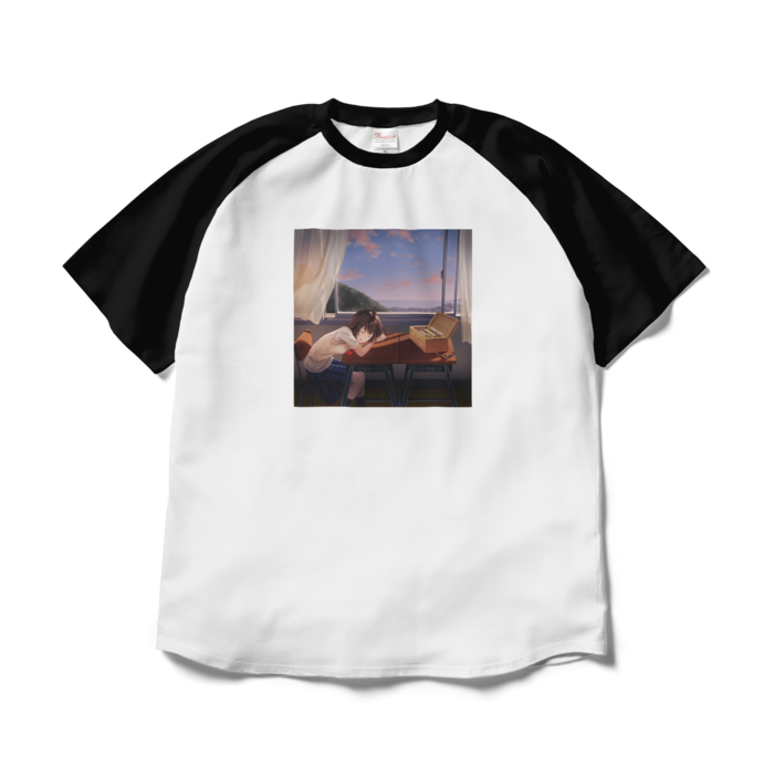 ラグランTシャツ - XL - ホワイト×ブラック